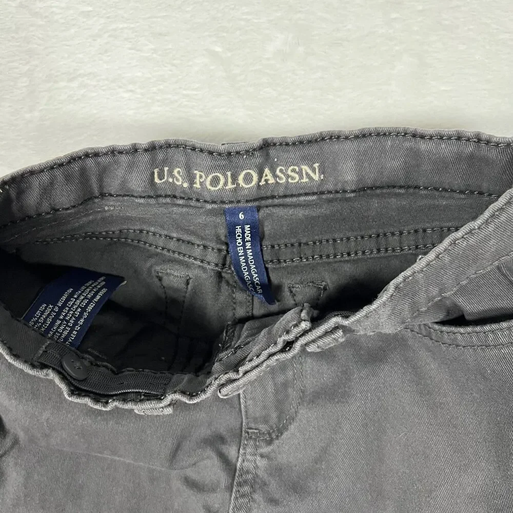 US Polo Assn Boys Size 6 Jeans Gray Straight Leg 5 Pocket Cotton Stretch Denim